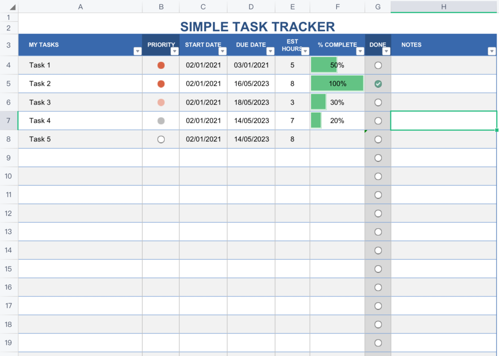 Task Tracker Template Pdf